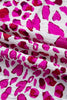 Rose Leopard Print V Neck Puffy Half Sleeve Blouse
