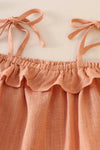 Blush strap ruffle linen girl bubble