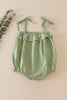 Green strap ruffle linen girl bubble