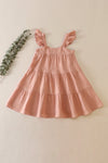 Pink tiered ruffle linen dress