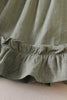 Sage ruffle button linen dress