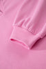 Bright Pink Polo Collar V Neck Pullover and Drawstring Sweatpants Set
