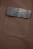 Brown Plaid Patchwork Button Down Drawstring Hooded Shacket
