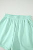 Light Pink Solid Color Exposed Seam Mock Neck Oversize Tee Casual Shorts 2pcs Outfit