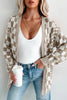 Brown Checkered Open Front Drop Shoulder Cardigan