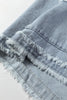 Beau Blue Frayed Edge Flap Pockets Denim Vest Jacket