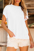 White Textured Knit Exposed Stitching T-shirt