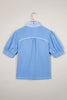 Sky Blue Striped Frilled Collar Short Sleeve Blouse