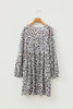 Multicolour Leopard Print V Neck Button Detail Long Sleeve Mini Dress