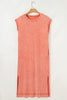 Carrot Mineral Wash Pocketed T-shirt Long Dress