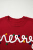 Racing Red Merry Colorful Dot Detail Christmas Drop Shoulder Sweater