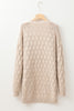 Jet Stream Cable Knit Eyelet Side Pockets Baggy Cardigan