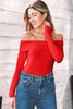 Smoke Gray Foldover Off Shoulder Long Sleeve Slim Top