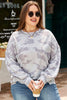 Multicolour Camouflage Print Round Neck Plus Size Sweatshirt