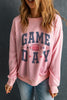 Pink Rugby Football GAME DAY Graphic Drop Shoulder Sweatshirt