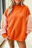 Pink Plaid Sleeve Colorblock Loose Tunic Sweatshirt