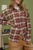 Red Contrast Plaid Long Sleeve Button Down Shirt