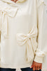 White Solid Color Cute Bow Detail Loose Hoodie