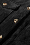 Black Corduroy Flap Pocket Button Up Shacket