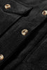 Black Corduroy Flap Pocket Button Up Shacket