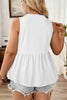 Black Plus Size Solid Color Bow Tie Peplum Tank Top