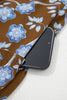 Brown Floral Print Ruffled Detail Shirt Collar Button Down Long Sleeve Dress