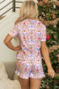 Pink Nutcracker Doll Christmas Print Ribbon Tie Waist Short 2pcs Pajama Set