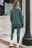 Black Solid Color Oversize Slit Sweatshirt Ribbed Leggings 2pcs Set