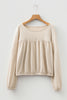 Jet Stream Textured Pleated Drop Shoulder Long Sleeve Knit Top