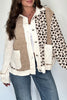 Khaki Leopard Waffle Quilted Patchwork Button Front Jacket