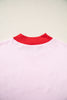 Grapefruit Orange Polka Dot Letter Graphic Colorblock Tunic Sweatshirt