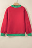 Pink Colorblock Polka Dot Contrast Trim Oversized Sweatshirt