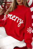 Fiery Red Merry Snowflake Pattern Christmas Turtleneck Sweater