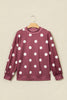 Red Polka Dot Print Contrast Detail Oversized Tunic Sweatshirt