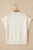 White Valentine Heart Graphic Cropped Short Sleeve Sweater