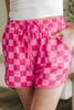 Multicolour Checkered Drawstring Elastic Waist Casual Shorts