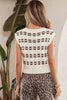 White Contrast Geometric Textured Knit V Neck Cropped Sweater Vest
