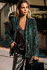 Evergreen Glitter Sequin Open Front Long Sleeve Top