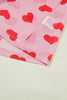 Pink Valentines Heart Printed Sheer Mesh Long Sleeve Top