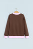 Pink Colorblock Trim Crewneck Long Sleeve Pullover Sweatshirt