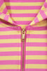 Rose Red Striped Long Sleeve Zip-Up Hoodie Drawstring Elastic Waist 2pcs Short Set
