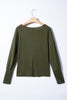 Four Leaf Clover Solid Color Extended Cuffs Long Sleeve Top