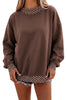 Pink Colorblock Polka Dot Contrast Trim Oversized Sweatshirt