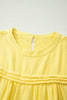 Yellow Cream Tie Half Sleeve Pleated Detail Babydoll Blouse