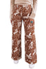 Brown Western Print Casual Shift Jeans