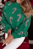 Racing Red Christmas Candy Cane Holiday Drop Shoulder Sweater