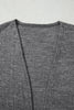 Dark Grey 3pcs V Neck T Shirt Ribbon Knot Pants Open Duster 3pcs Lounge Set