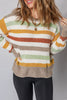 Multicolour Stripe Drop Shoulder Crew Neck Sweater