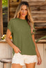Jungle Green Textured Knit Exposed Stitching T-shirt