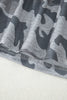 Gray Camouflage Print Round Neck T Shirt